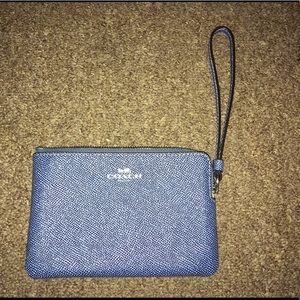 Coach Wristlet Metallic Denim Blue